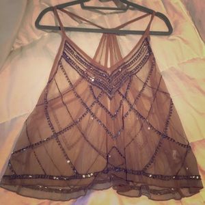 Clothes. Sheer embellished top